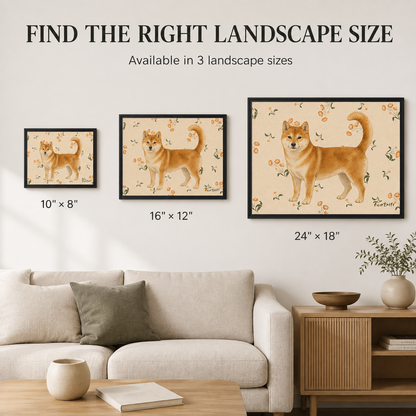 Floral Shiba Landscape Canvas