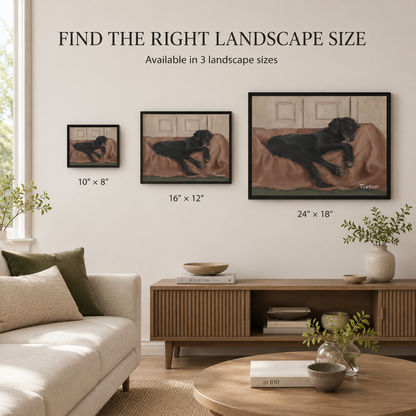 Resting Black Dog Canvas