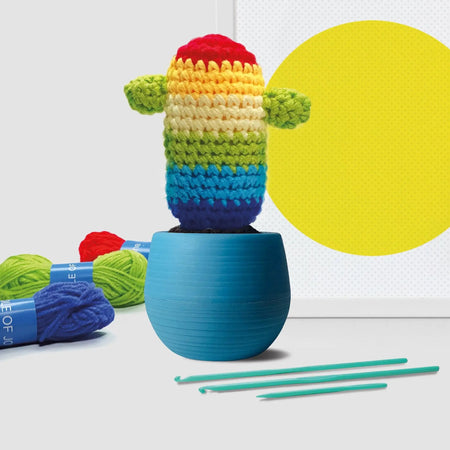 Lustiger Kaktus-Regenbogen: Häkel-Lernset
