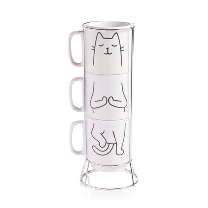 Hilarious Cat Yoga Novelty Mug Set