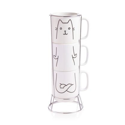 Hilarious Cat Yoga Novelty Mug Set