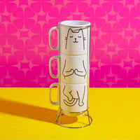 Hilarious Cat Yoga Novelty Mug Set