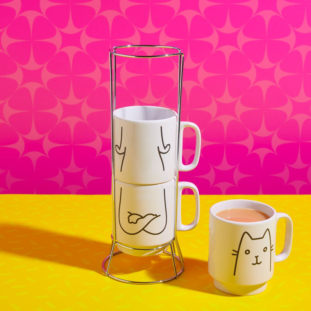 Hilarious Cat Yoga Novelty Mug Set