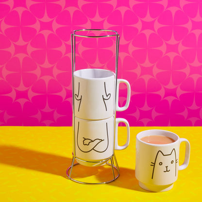 Hilarious Cat Yoga Novelty Mug Set