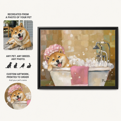 Bath Time Shiba Canvas