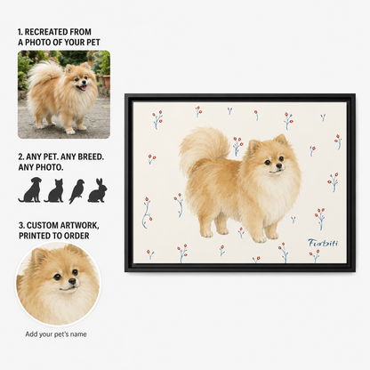 Cremefarbener Pomeranian auf Leinwand