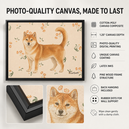 Floral Shiba Landscape Canvas