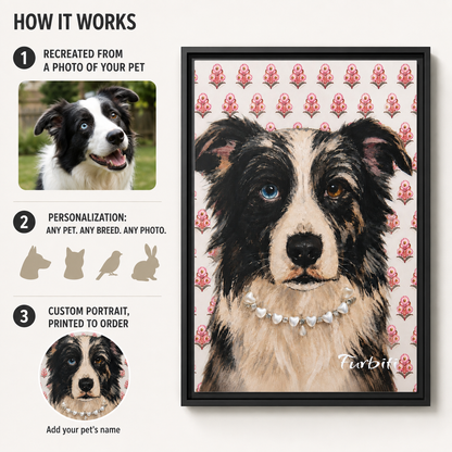 Rosa Hundeportrait mit Blumen