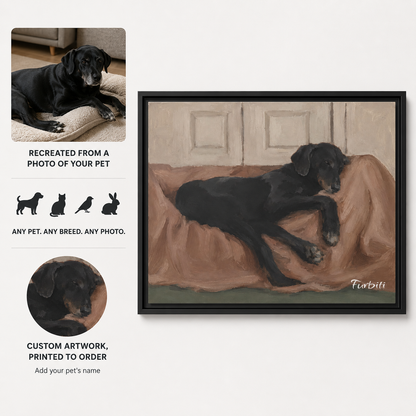 Resting Black Dog Canvas