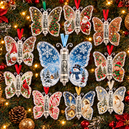 🔥Last Day 49% OFF🦋💵 Christmas Cash Gift Butterfly Ornament – Holiday Money Holder Keepsake 🎄✨