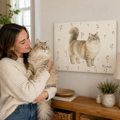 Cremefarbener Pomeranian auf Leinwand