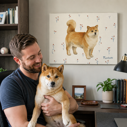 Cremefarbener Pomeranian auf Leinwand