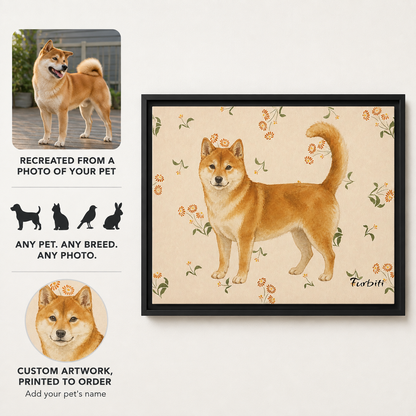 Floral Shiba Landscape Canvas