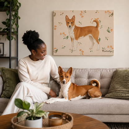 Floral Shiba Landscape Canvas
