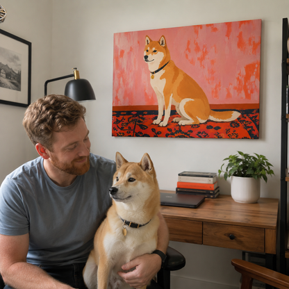 Orange Shiba Landschafts-Leinwand