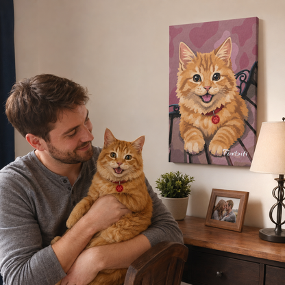 Katzenporträt rosa Herzen