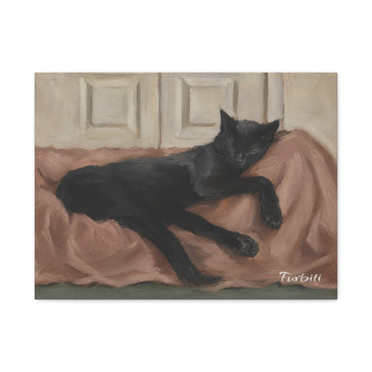 Resting Black Dog Canvas