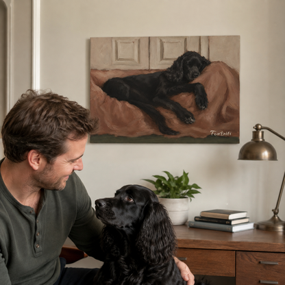 Resting Black Dog Canvas