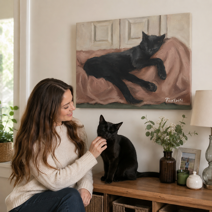 Resting Black Dog Canvas