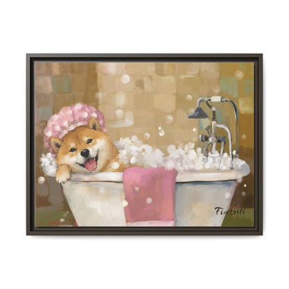 Bath Time Shiba Canvas