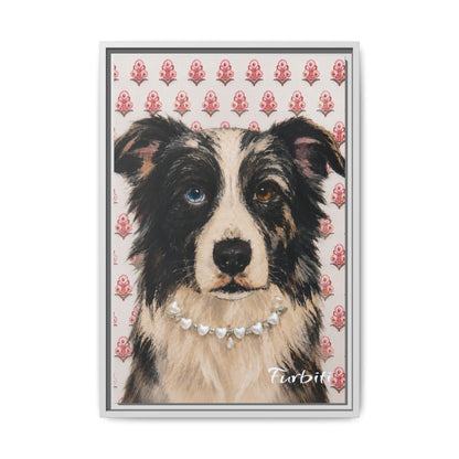 Rosa Hundeportrait mit Blumen