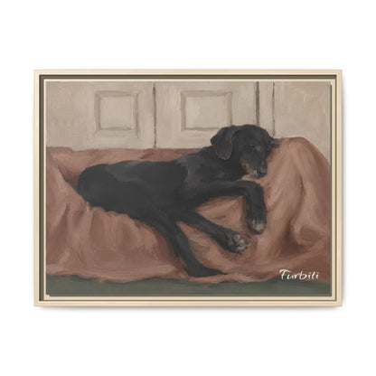 Resting Black Dog Canvas