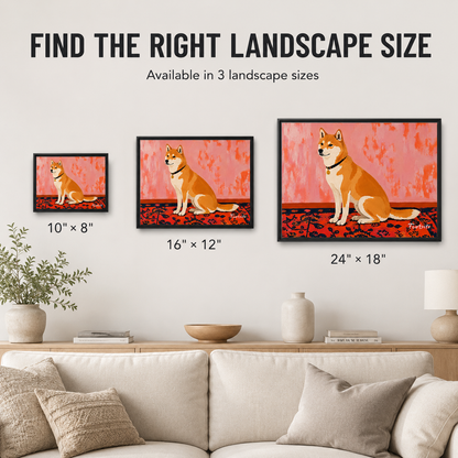 Orange Shiba Landschafts-Leinwand