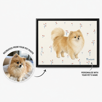 Cremefarbener Pomeranian auf Leinwand