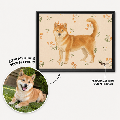 Floral Shiba Landscape Canvas