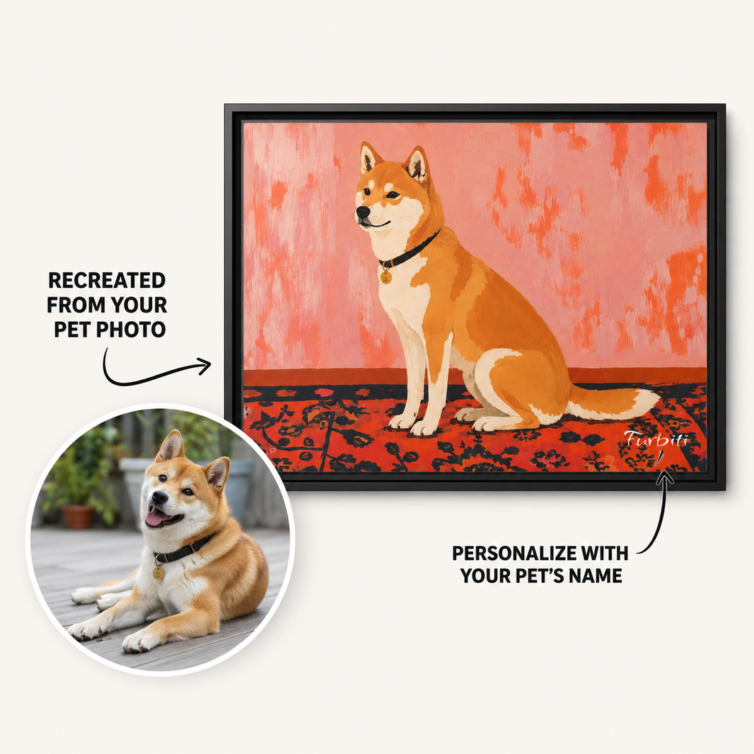 Orange Shiba Landschafts-Leinwand