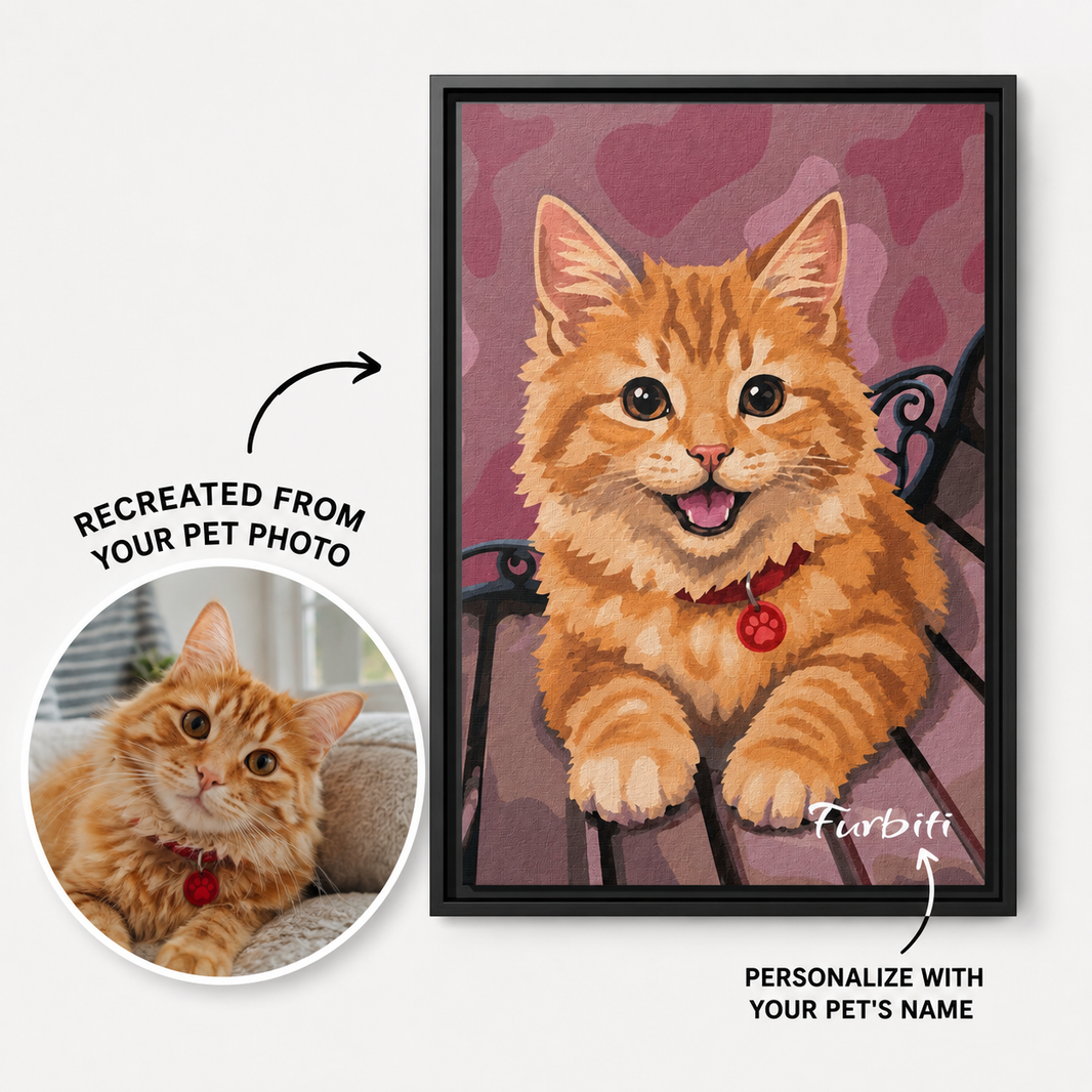 Katzenporträt rosa Herzen