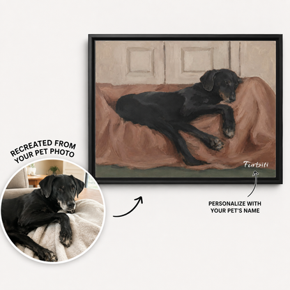 Resting Black Dog Canvas