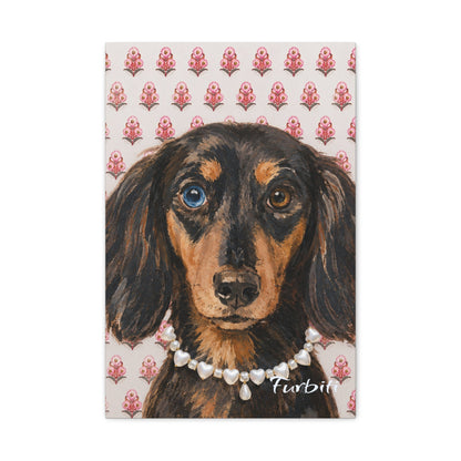 Rosa Hundeportrait mit Blumen