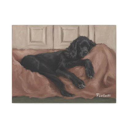 Resting Black Dog Canvas