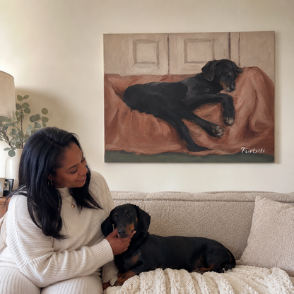 Resting Black Dog Canvas