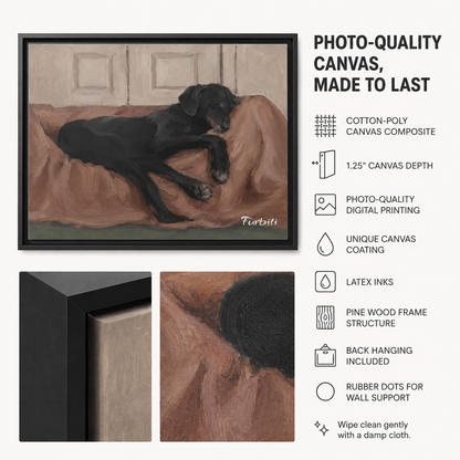 Resting Black Dog Canvas