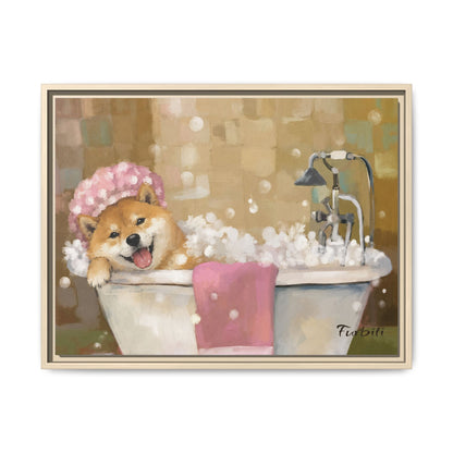 Bath Time Shiba Canvas