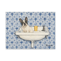 Blue Tile Bulldog Canvas