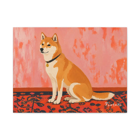 Orange Shiba Landschafts-Leinwand