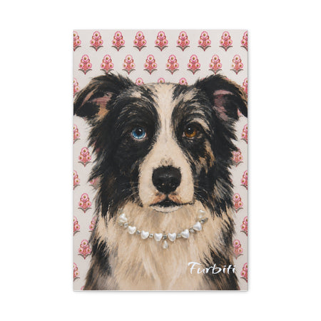 Rosa Hundeportrait mit Blumen