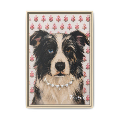 Rosa Hundeportrait mit Blumen