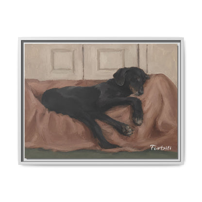Resting Black Dog Canvas